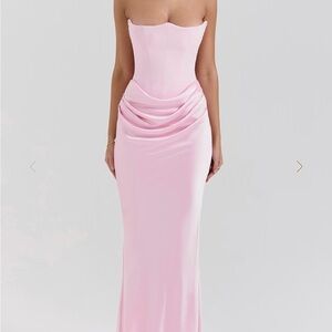 House of CB PERSEPHONE Strapless Light Pink Draped Corset Gown